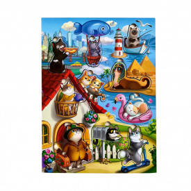 Дерев'яний пазл-вкладиш "Котики -1" Ubumblebees ПСД128 PSD128 з будиночком