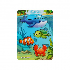 Дерев'яний пазл-вкладиш "Морські тварини-2" Ubumblebees ПСФ056 PSF056 фон із підказкою