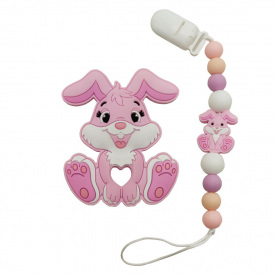 Прорезыватель "Зайчик" Bambi WD210921 с силиконовыми бусами Розовый