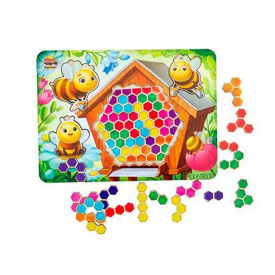Дерев'яний пазл-вкладиш "Веселі бджілки" Ubumblebees ПСД165 PSD165 сортер-тетріс