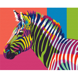 Картина за номерами Brushme XL Райдужна зебра 48х60 см Різнокольоровий BS26201L