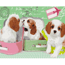 Картина за номерами Brushme Милі цуценята у валізах 40х50 см Різнокольоровий BS25358