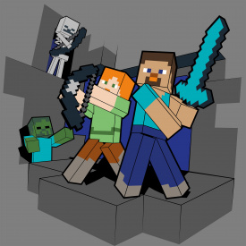 Картина за номерами Santi Майнкрафт Стів та Алекс проти монстрів 25х25 см Різнокольоровий (955472)