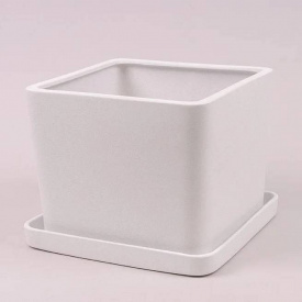 Керамічний горщик Flora Квадрат крихта білий 5л. 3438 (SKL0372)