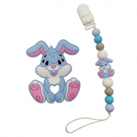 Прорезыватель "Зайчик" Bambi WD210921 с силиконовыми бусами Голубой