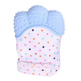 Силіконовий прорізувач рукавичка для зубів Блакитний (vol-1332)