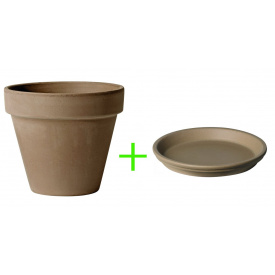 Горщик з піддоном DEROMA Гладкий h15*d17*v 1,7 мокко (000006324)