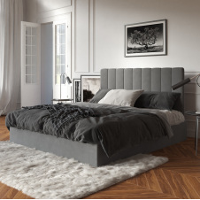 Двоспальне ліжко подіум Бакарді Sentenzo стильне в м'якій оббивці та декоративним наголов'ям 140х200