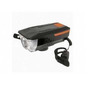 Велосипедный аккумуляторный фонарь влагостойкий с выносным звонком и индикатором заряда YLY T6 LY-16 Черный с оранжевым