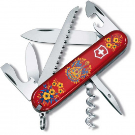 Складной нож Victorinox Camper Ukraine 91 мм 13 функций Украинские мотивы Красный (1.3613_T1370u)