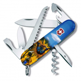 Складной нож Victorinox Camper Ukraine 91 мм 14 функций Подсолнечники и бабочка (1.3613.7_T3200pw)