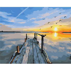 Картина за номерами Brushme XL Захід сонця біля причалу 48х60 см Різнокольоровий BS23810L
