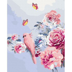 Картина за номерами BrushMe "Папуга в квітах" 40х50см BS33352