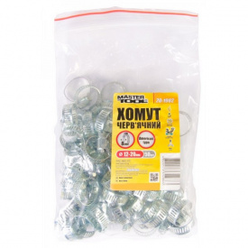 Хомут черв'ячний оцинкований American type 8,0 мм Ø 12-20 мм 50 шт MASTERTOOL GM (20-1902)