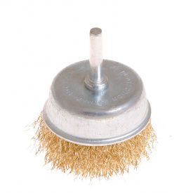 Щітка торцева з латунованого рифленого дроту D 65 мм зі стрижнем 1/4 MASTERTOOL GM (19-7406)