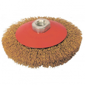 Щітка конусна з латунованого рифленого дроту D125 мм М14 MASTERTOOL GM (19-8112)