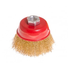 Щітка торцева з латунованого рифленого дроту D 75 М14 MASTERTOOL GM (19-7107)