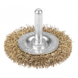 Щітка дискова з латунованого рифленого дроту D60 мм зі стрижнем 1/4 MASTERTOOL GM (19-9706)