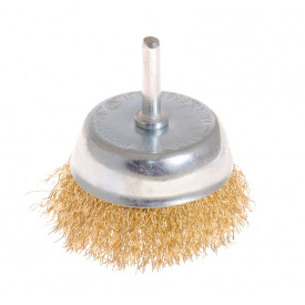 Щітка торцева з латунованого рифленого дроту D 75 мм зі стрижнем 1/4 MASTERTOOL GM (19-7407)