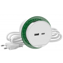 Встраиваемый в стол розеточный блок Schneider Electric INS44008 USB тип А+тип С (белый) Біла Церква