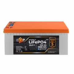 Акумулятор LogicPower LiFePO4 25,6V - 230 Ah 5888Wh BMS 200A/100А пластик LCD Smart BT (LP23535) Сумы