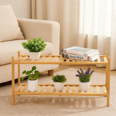 Полка для обуви деревянная для дома в прихожую или гардероб, двухъярусная напольная этажёрка SW00371 Володарськ-Волинський