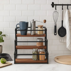 Полка для кухни ванной или бара деревянная на 3 ступени для бутылок,стойка ступенчатая для сиропов настольная SW00518 Київ