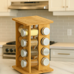 Набор для специй подставка на кухню,баночки для специй 16 шт настольная с поворотом на 360 градусов,деревянная SW00385 Генічеськ