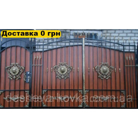 Ковані ворота з художнім куванням із профнастилу