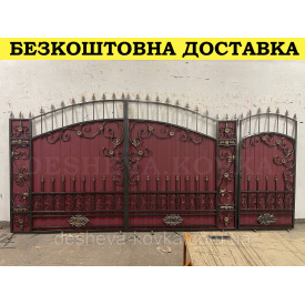 Кованые ворота из калиткой