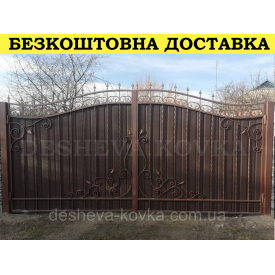 Ворота ковані з профнастилом та хвірткою Код: А-01226