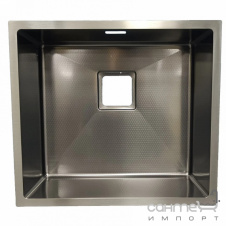 Прямоугольная кухонная мойка под столешницу Fabiano Quadro 49 Celldecor Nano Graphite графит, декор клетки