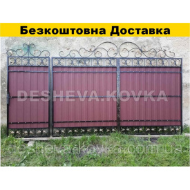 Ковані ворота з профнастилом та кованими елементами