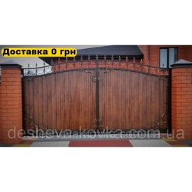 Ковані ворота з художнього кування з профнастилу