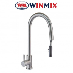 Смеситель для кухни Ухо Winmix Hidden LUX (Chr-014) с выдвижной лейкой из нержавеющей стали SUS304, Польша Золотоноша