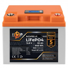 Аккумулятор LogicPower LiFePO4 12,8V - 50 Ah 640Wh BMS 40A/40А пластик LCD Smart BT (LP24421)