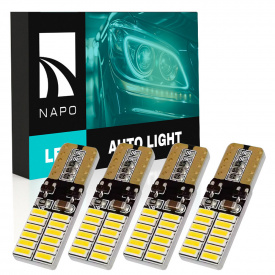 Комплект світлодіодних ламп Napo T10-3014-24smd W5W T10 4 шт Білий (2518521654)