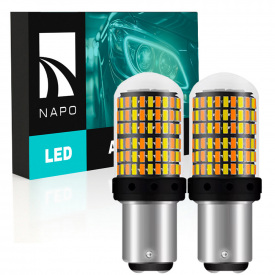 Комплект світлодіодних ламп Napo LED 1157-3014-144smd P21/5W 1157 BAU15S 2 шт Біло-бурштиновий (2519752478)