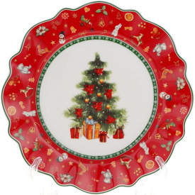 Тарілка BonaDi Новорічна ялинка 20,5 см Червона DP186183