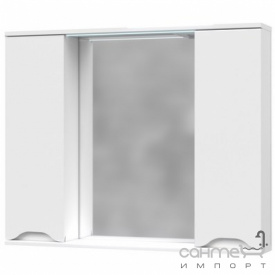 Зеркало с LED-подсветкой, полкой и шкафчиками СанСервис Smile 80 белое