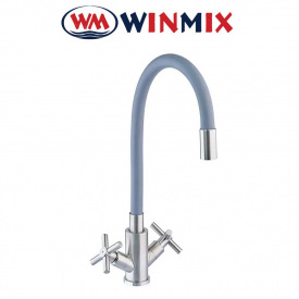Змішувач для кухні рефлекторний гусак Winmix DVE-011 Gray REFLECTOR із нержавіючої сталі SUS304, Польща