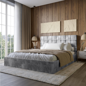 Двоспальне ліжко Lion Піксі Silk 303 Сірий 160x200 см (Lion-041656)