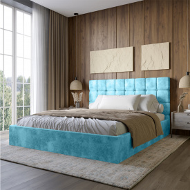 Двоспальне ліжко Lion Піксі Silk 502 Бірюзовий 180x200 см (Lion-044268)