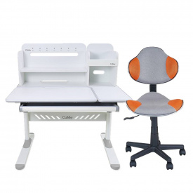 Комплект растущий для школьников парта Cubby Nerine Grey + стул для школьника FunDesk LST3 Orange-Grey (88085054)