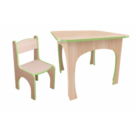 Комплект (стіл+стул) дитячий Мульти МАКСІ МЕБЛІ Дуб молочний (зелена кромка) (5102152)