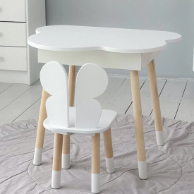 Столик дитячий No Brand Хмара з нішою та стільчиком Метелик Білий (2389397285)
