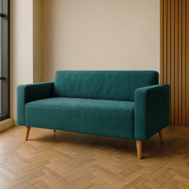 Диван офисный Tobi Sho Селдон с подлокотниками 1460х680х770 мм, велюр Крокус Морская волна/88