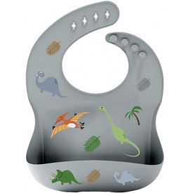 Слюнявчик дитячий 2Life динозаври 30х24 см Сірий (vol-10219)