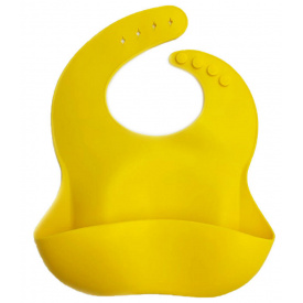 Детский слюнявчик силиконовый с четырьмя застежками и карманом VOLRO 30х23 см Желтый (vol-9690)