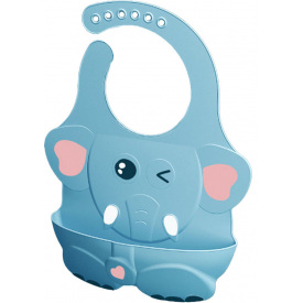 Слюнявчик силиконовый детский 2Life 4D СЛОНИК 32,5х24 см Голубой (vol-10216)